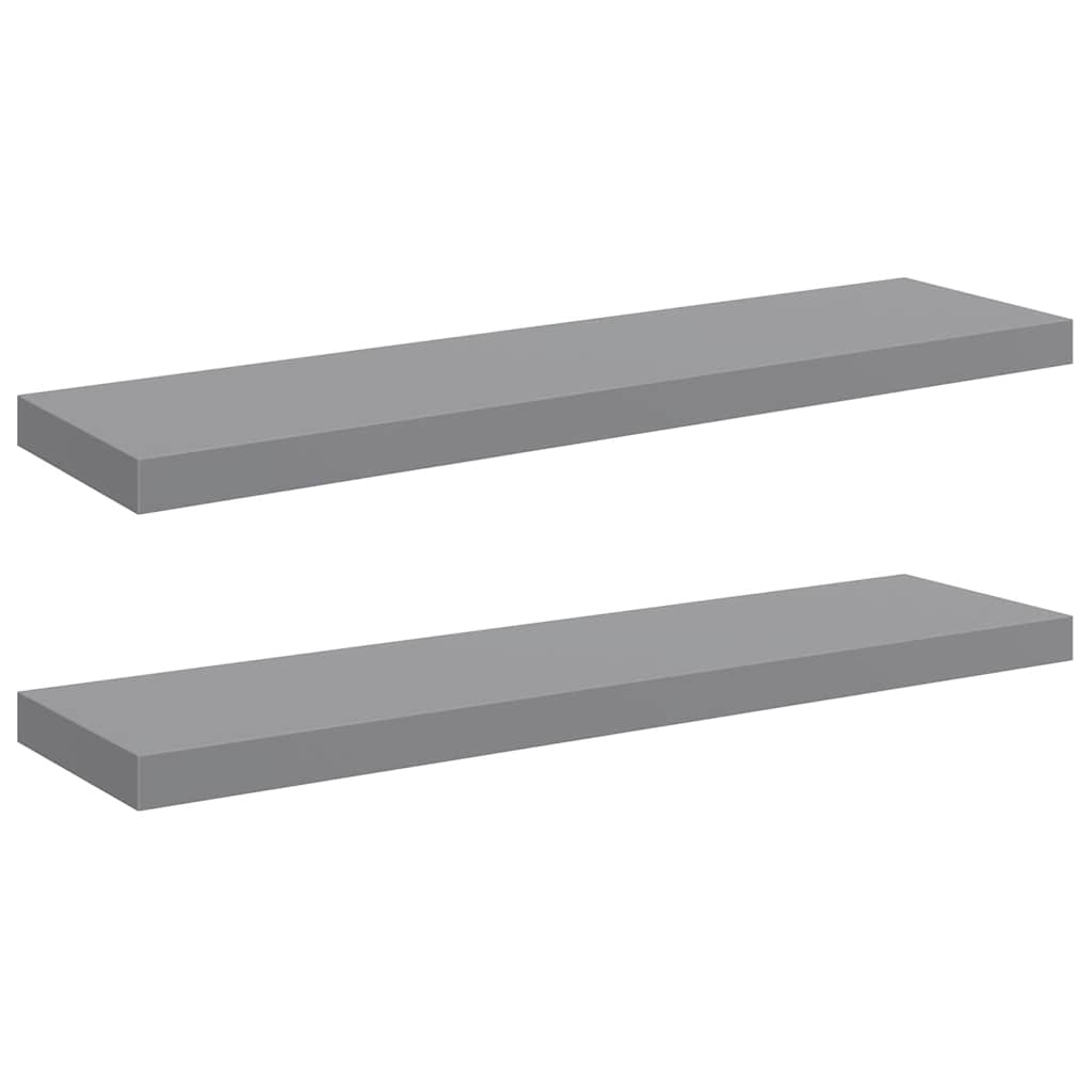 2 db szürke MDF lebegő fali polc 90 x 23,5 x 3,8 cm