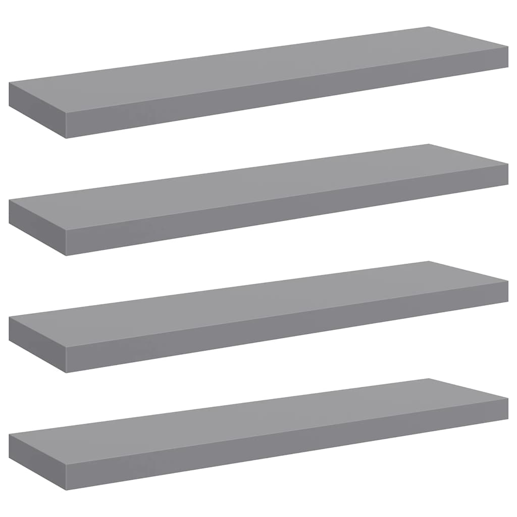 4 db szürke MDF lebegő fali polc 90 x 23,5 x 3,8 cm