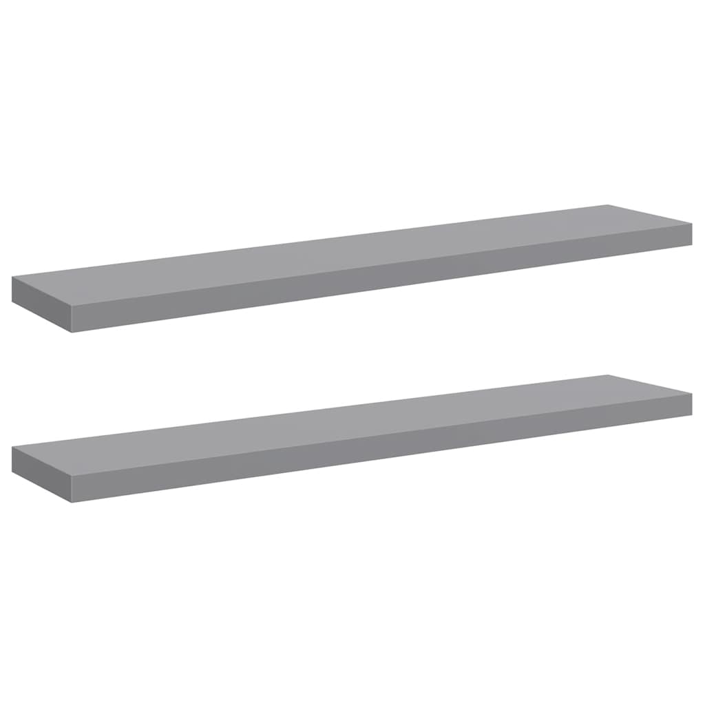 2 db szürke MDF lebegő fali polc 120 x 23,5 x 3,8 cm
