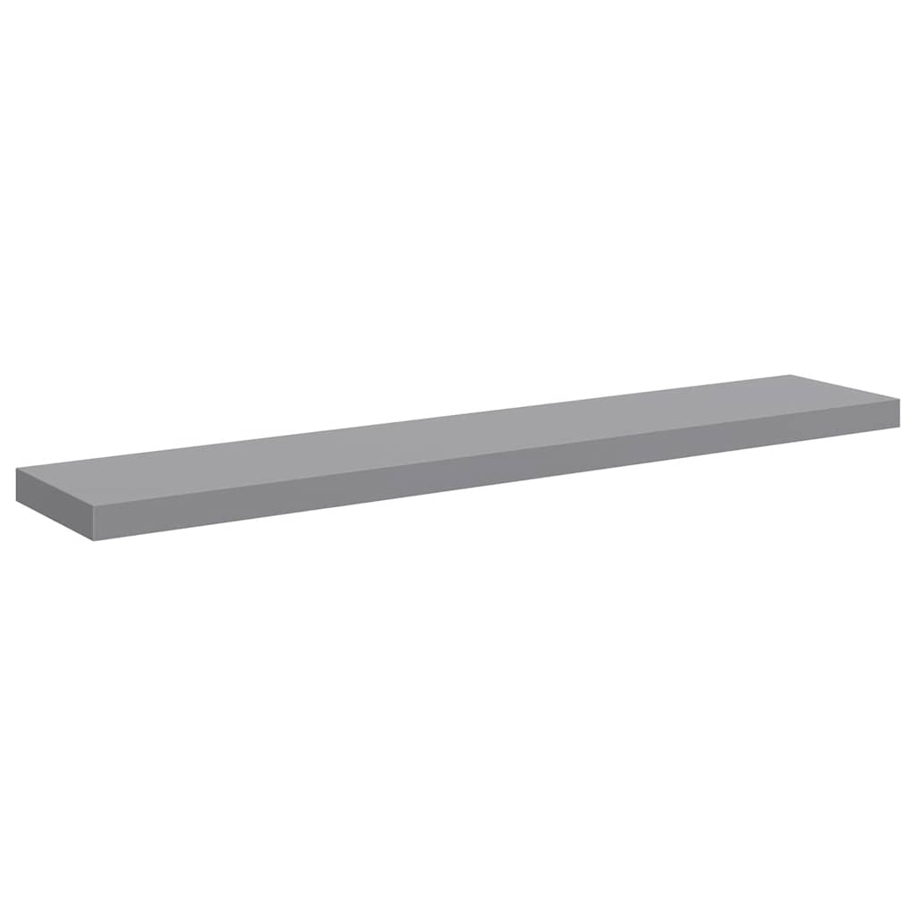 2 db szürke MDF lebegő fali polc 120 x 23,5 x 3,8 cm