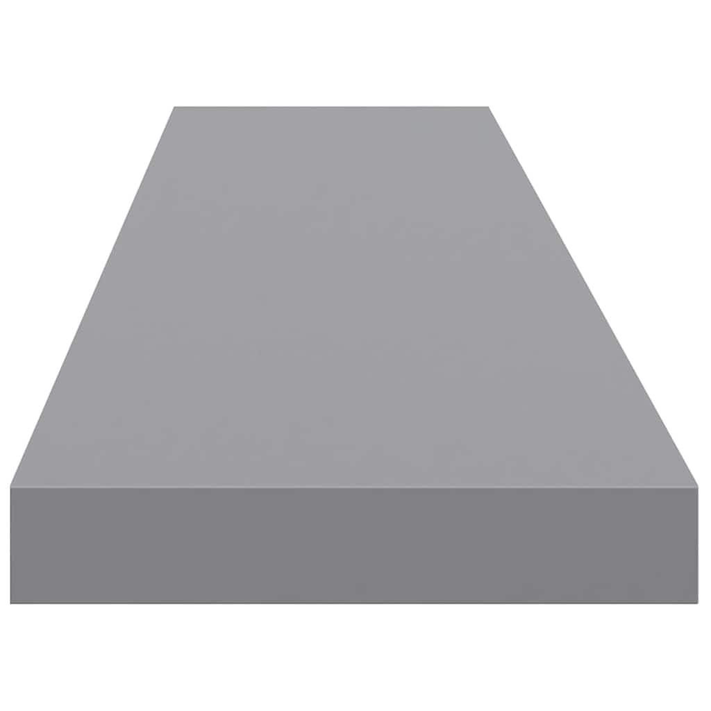 2 db szürke MDF lebegő fali polc 120 x 23,5 x 3,8 cm