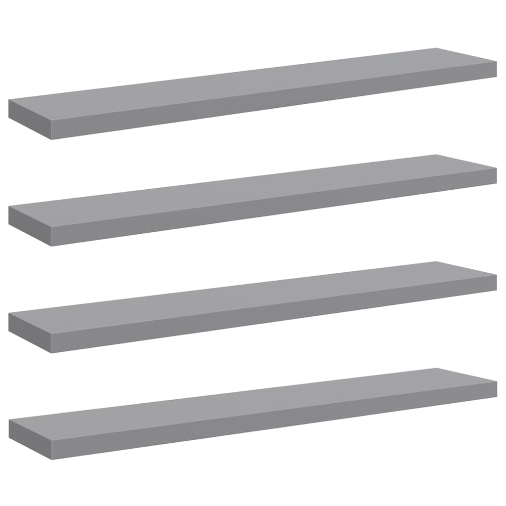 2 db szürke MDF lebegő fali polc 120 x 23,5 x 3,8 cm