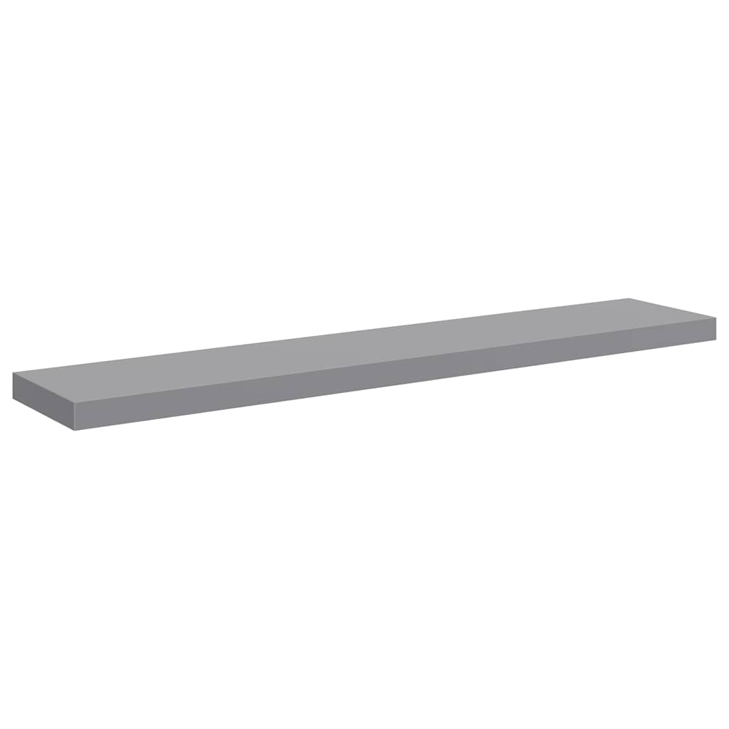 2 db szürke MDF lebegő fali polc 120 x 23,5 x 3,8 cm