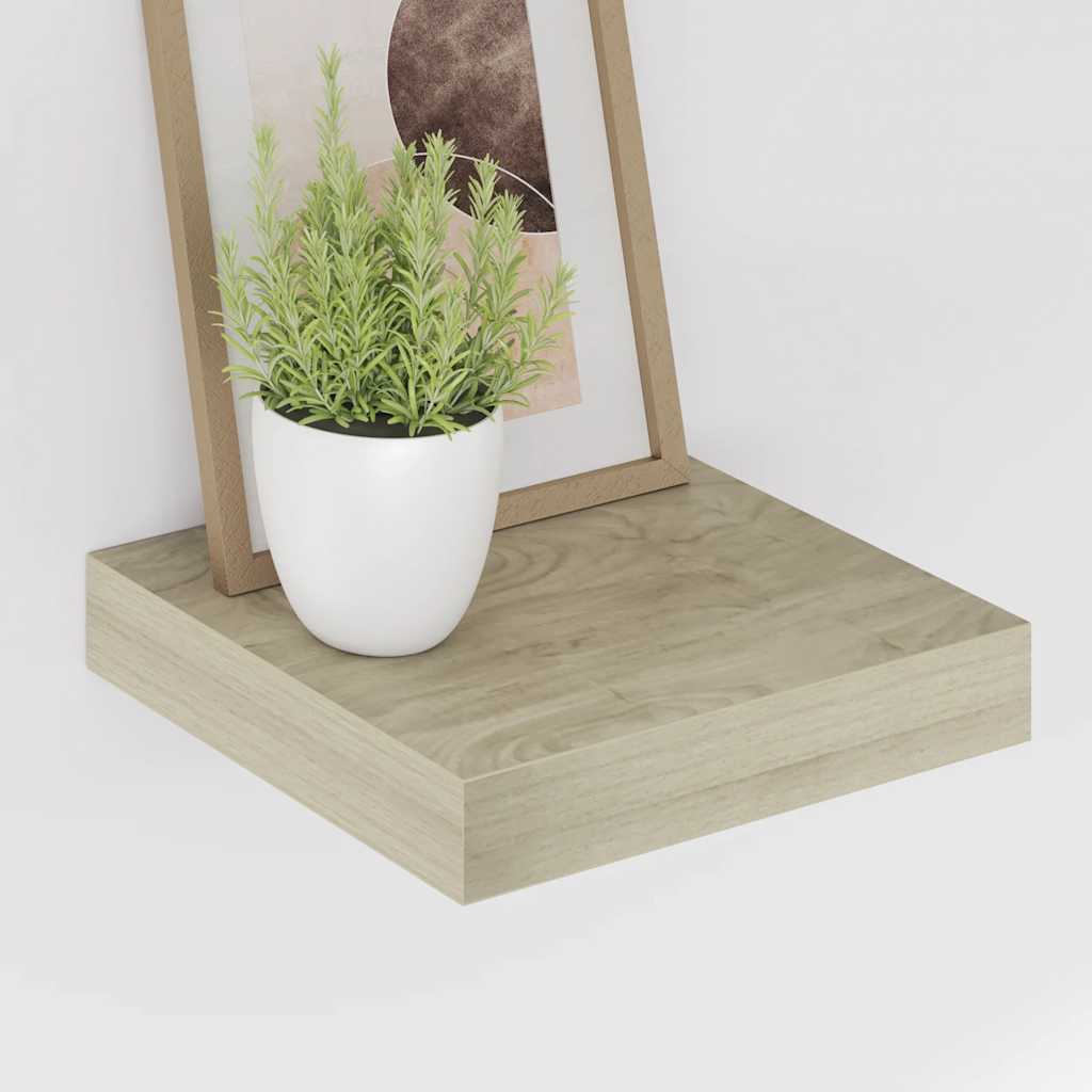4 db tölgyszínű MDF lebegő fali polc 23 x 23,5 x 3,8 cm