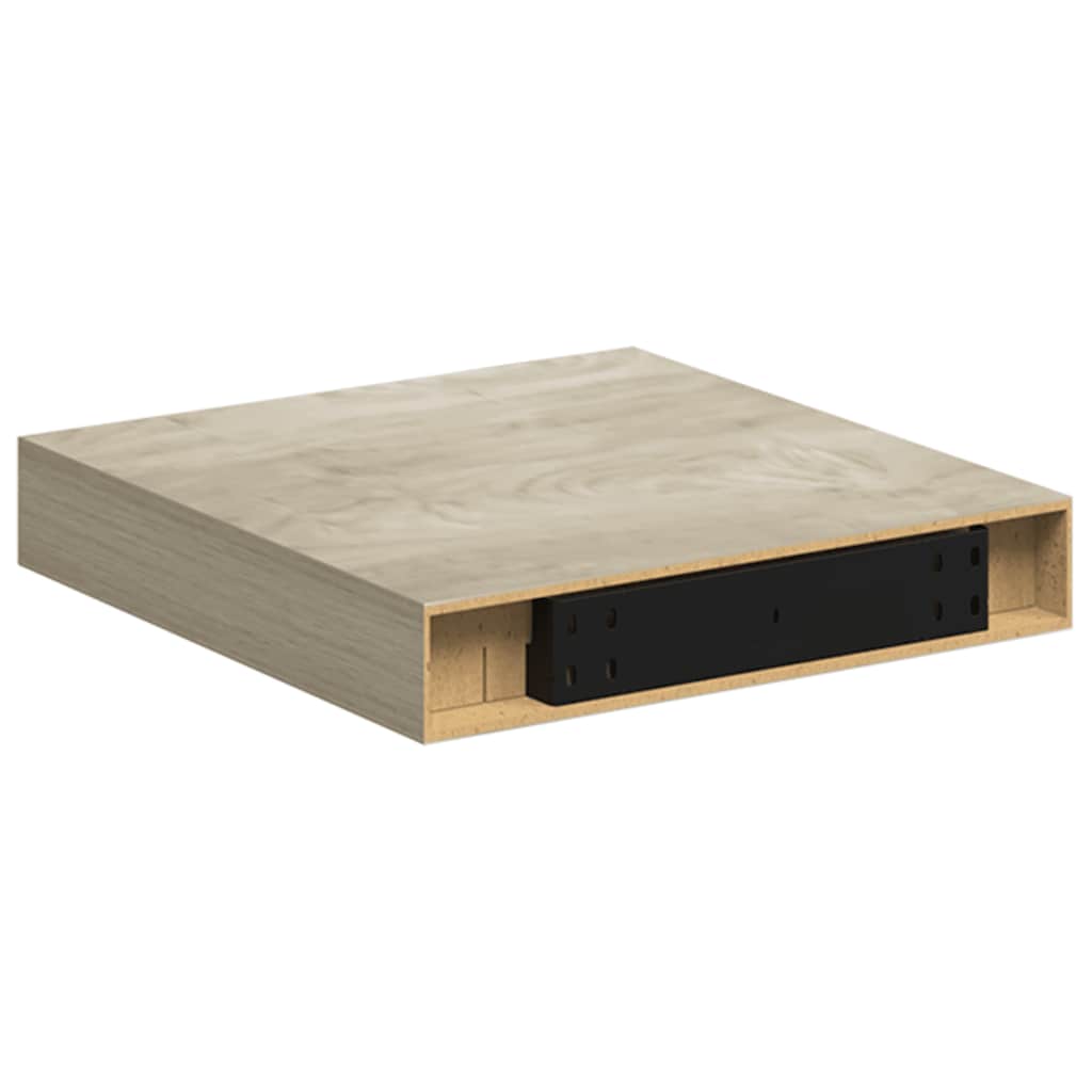 4 db tölgyszínű MDF lebegő fali polc 23 x 23,5 x 3,8 cm