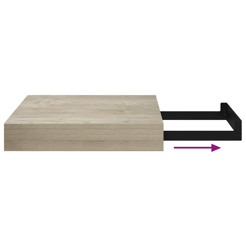 4 db tölgyszínű MDF lebegő fali polc 23 x 23,5 x 3,8 cm