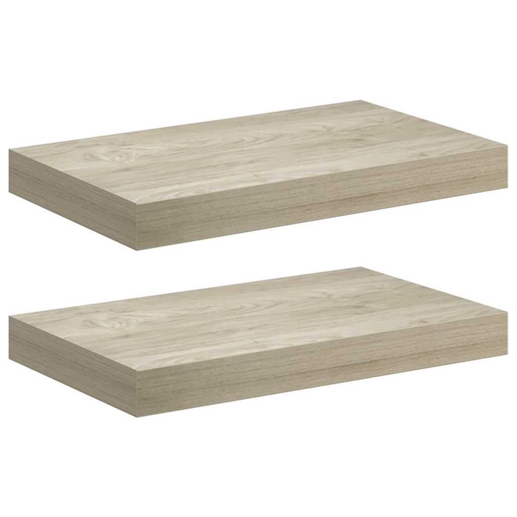 2 db tölgyszínű MDF lebegő fali polc 40 x 23,5 x 3,8 cm