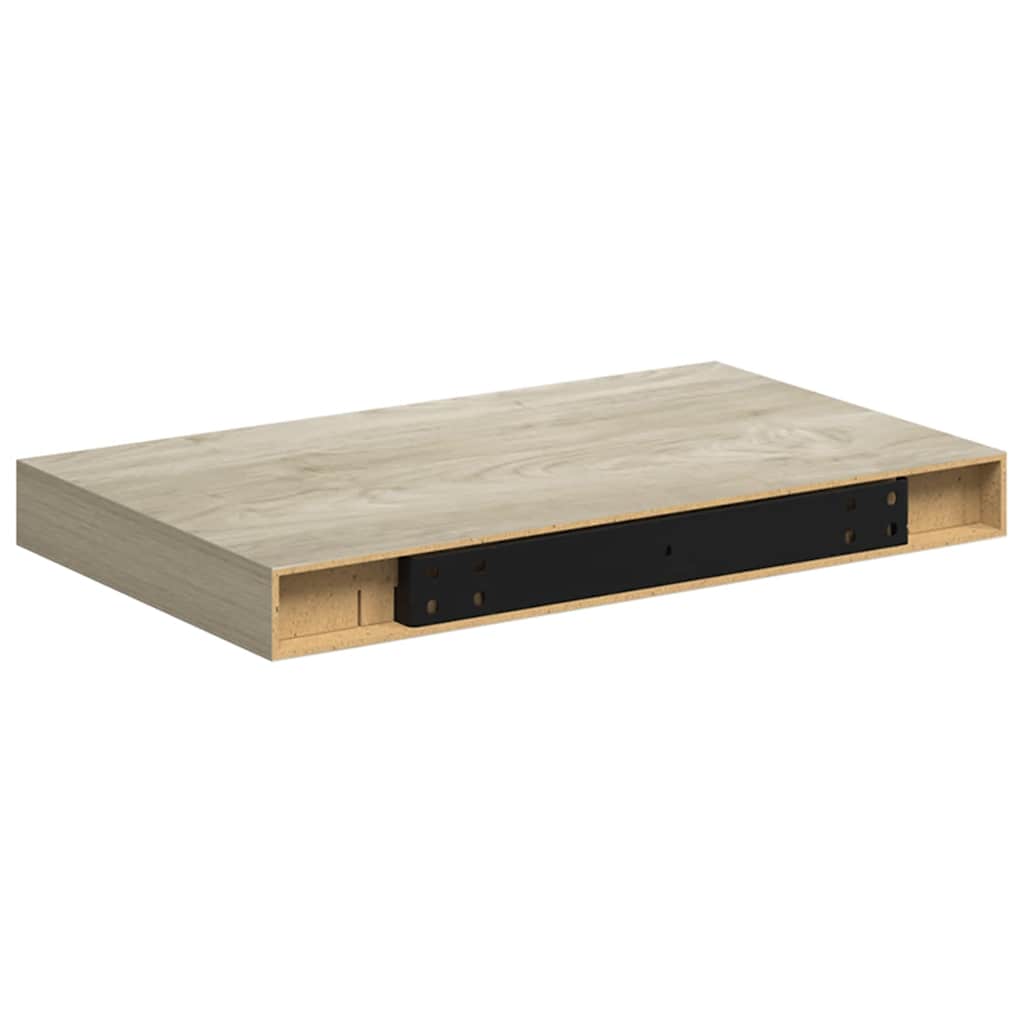 2 db tölgyszínű MDF lebegő fali polc 40 x 23,5 x 3,8 cm