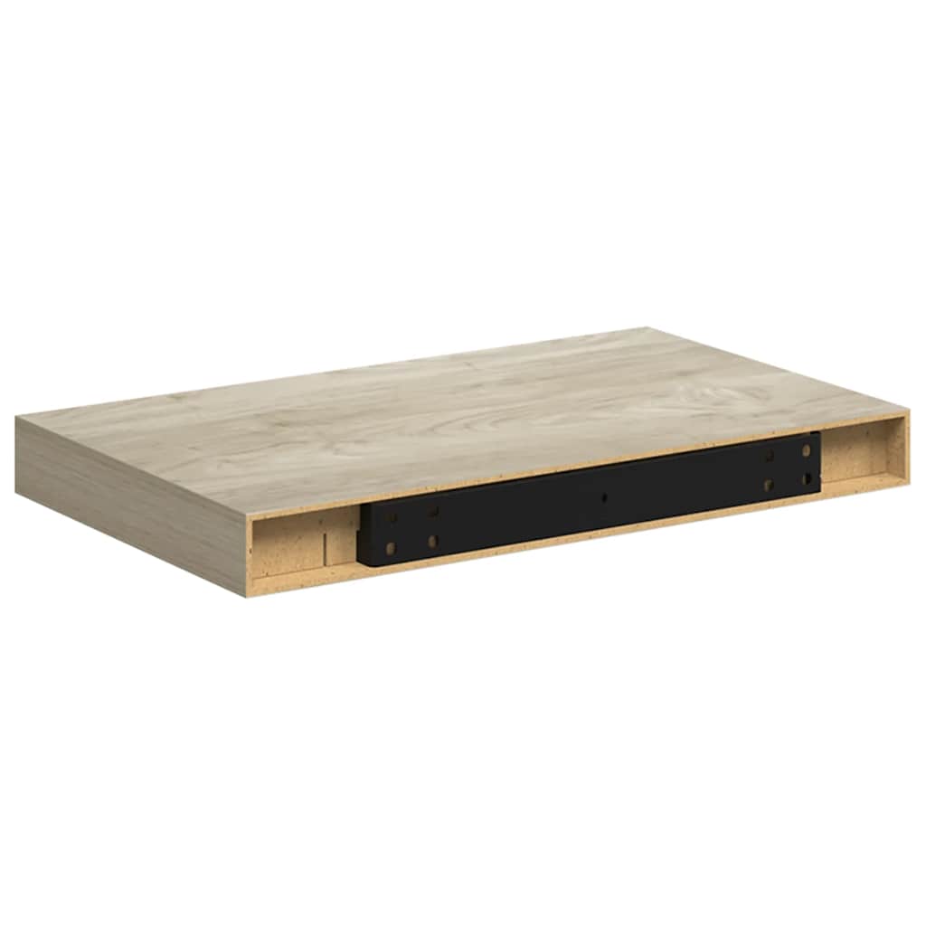 4 db tölgyszínű MDF lebegő fali polc 40 x 23,5 x 3,8 cm