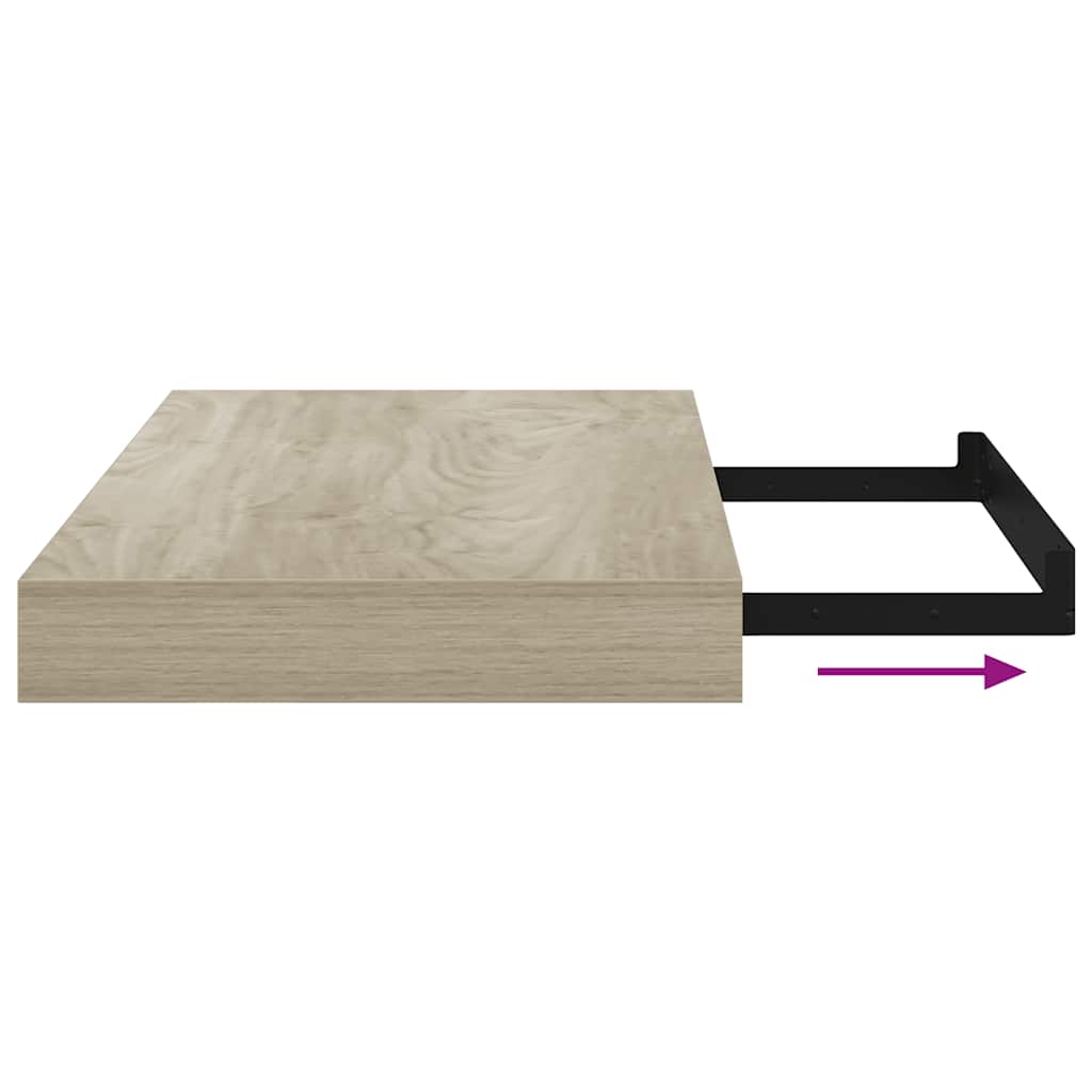 4 db tölgyszínű MDF lebegő fali polc 40 x 23,5 x 3,8 cm