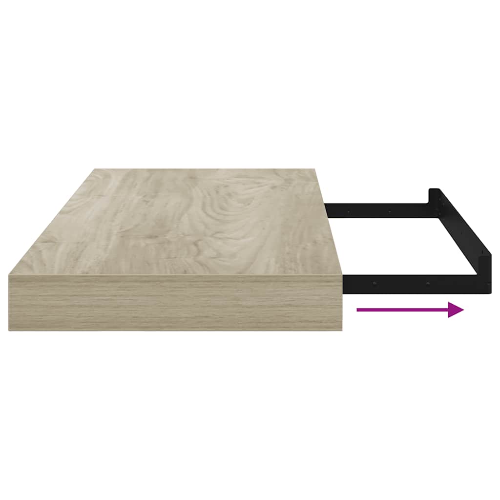 tölgyszínű MDF lebegő fali polc 50 x 23,5 x 3,8 cm
