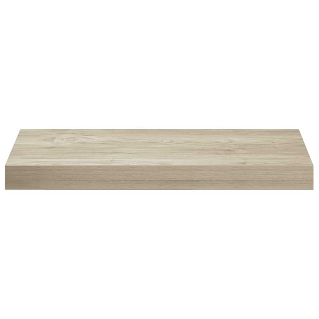 2 db tölgyszínű MDF lebegő fali polc 50 x 23,5 x 3,8 cm