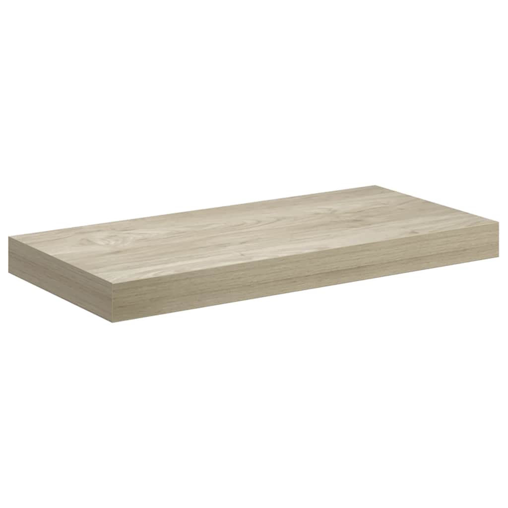 4 db tölgyszínű MDF lebegő fali polc 50 x 23 x 3,8 cm