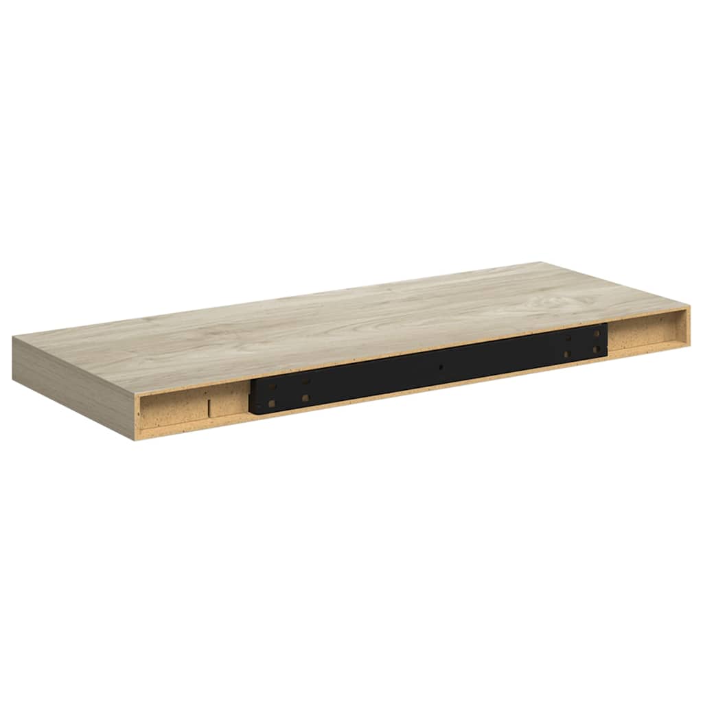 4 db tölgyszínű MDF lebegő fali polc 60 x 23,5 x 3,8 cm