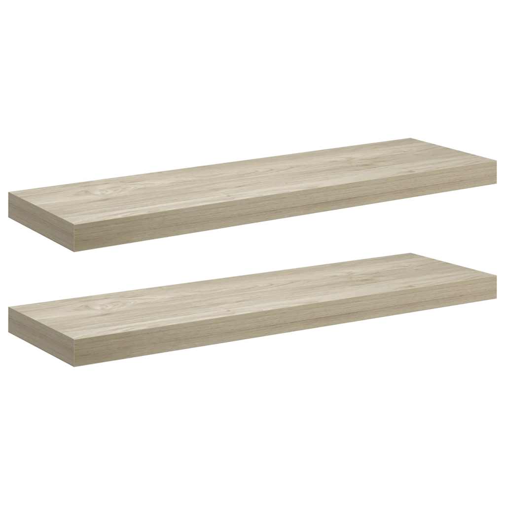 2 db tölgyszínű MDF lebegő fali polc 80 x 23,5 x 3,8 cm