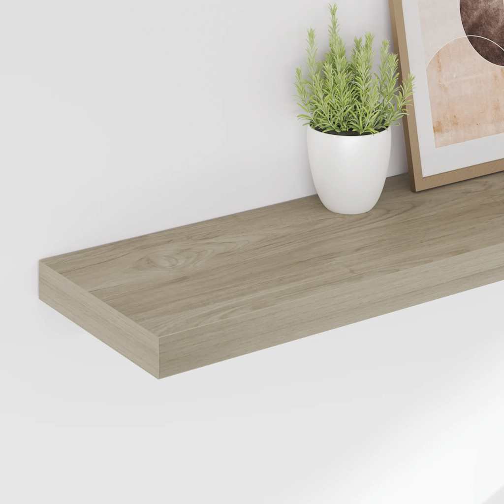2 db tölgyszínű MDF lebegő fali polc 80 x 23,5 x 3,8 cm