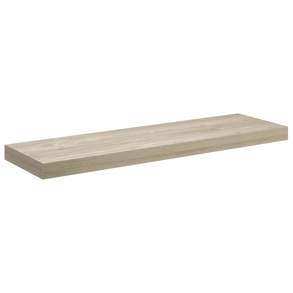 2 db tölgyszínű MDF lebegő fali polc 80 x 23,5 x 3,8 cm