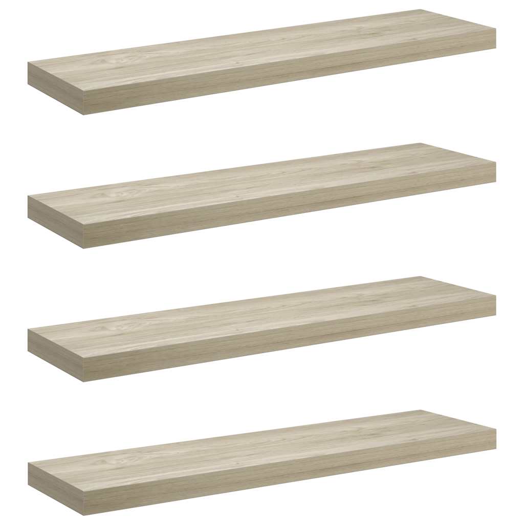 4 db tölgyszínű MDF lebegő fali polc 90 x 23,5 x 3,8 cm