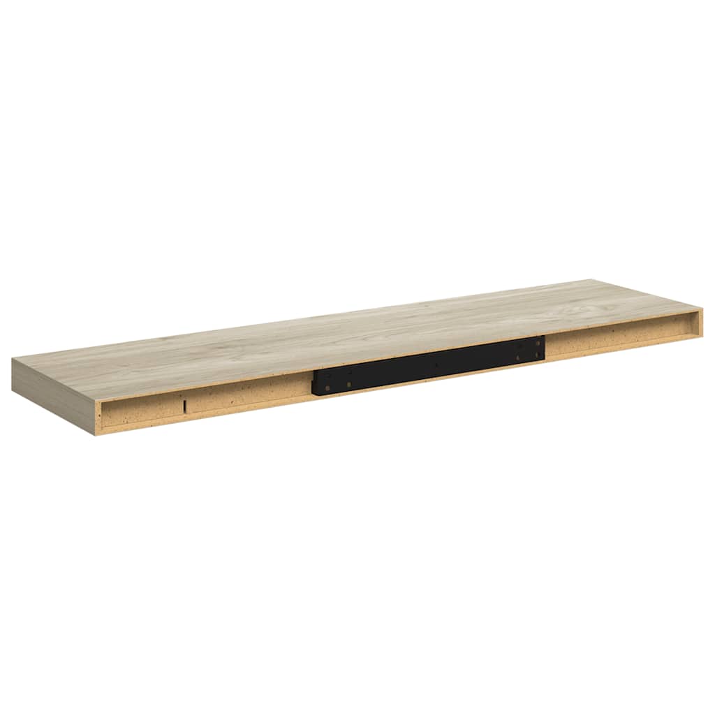 4 db tölgyszínű MDF lebegő fali polc 90 x 23,5 x 3,8 cm