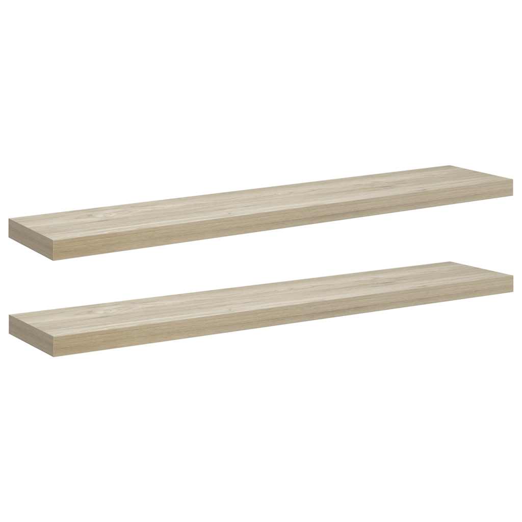 2 db tölgyszínű MDF fali polc 120 x 23,5 x 3,8 cm