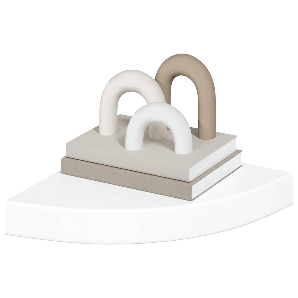 úszó sarokpolc magasfényű fehér MDF 25 x 25 x 3,8 cm