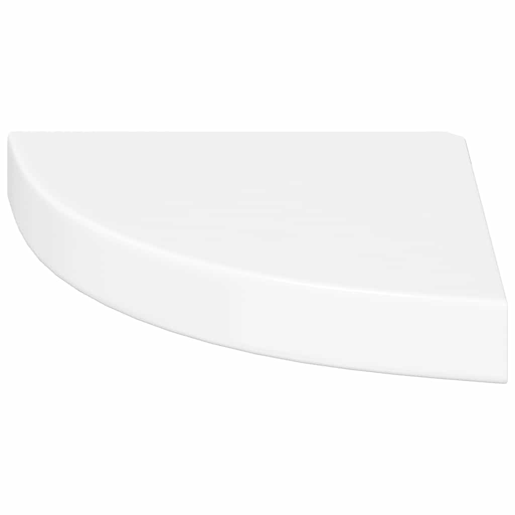 2 db magasfényű fehér MDF lebegő sarokpolc 25 x 25 x 3,8 cm