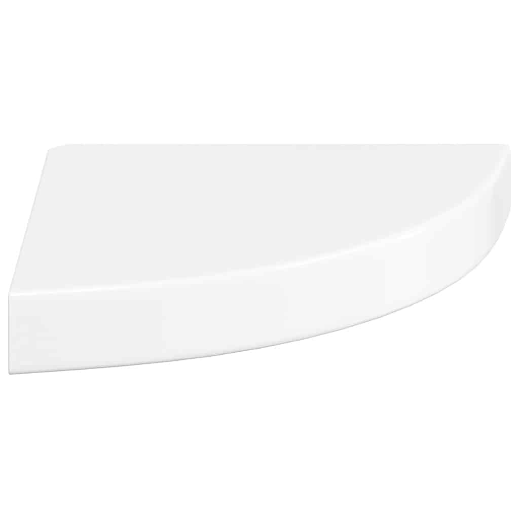 2 db magasfényű fehér MDF lebegő sarokpolc 25 x 25 x 3,8 cm