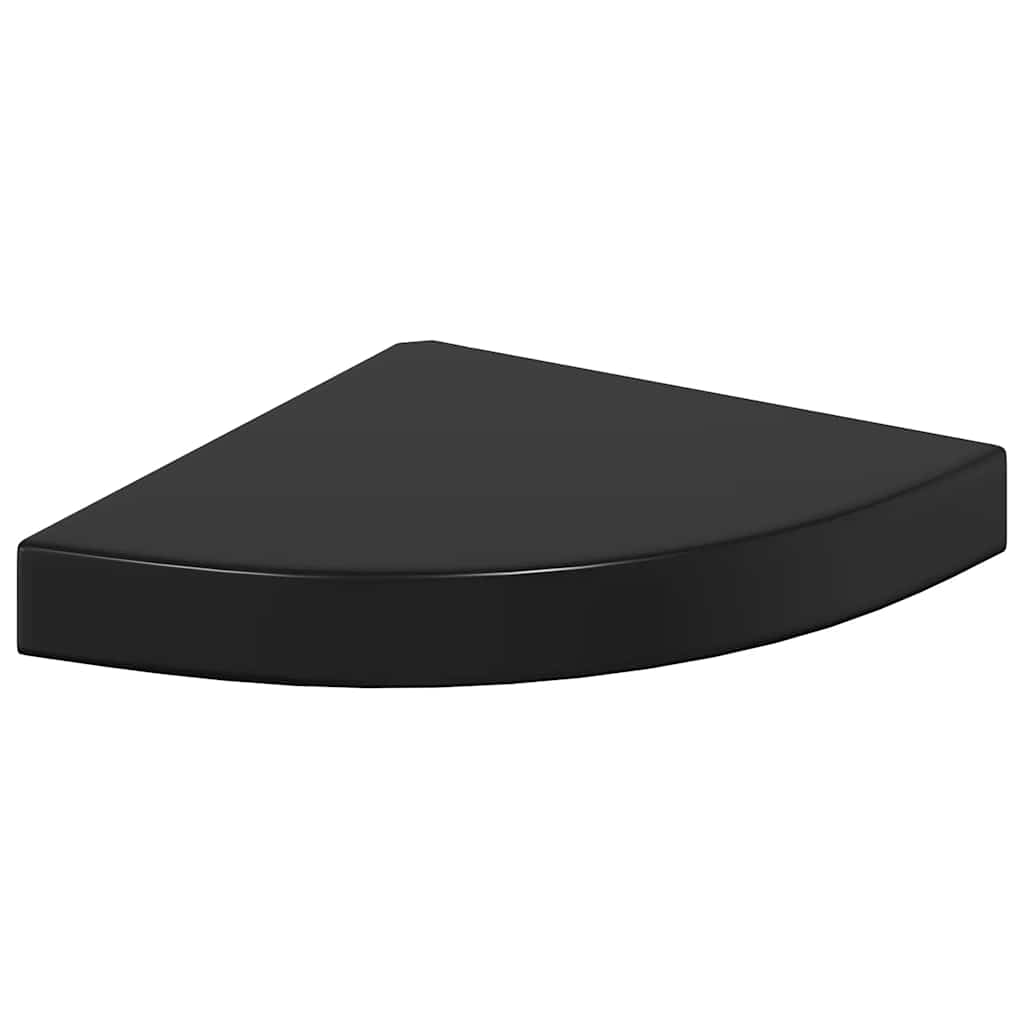 4 db magasfényű fekete MDF lebegő sarokpolc 25 x 25 x 3,8 cm
