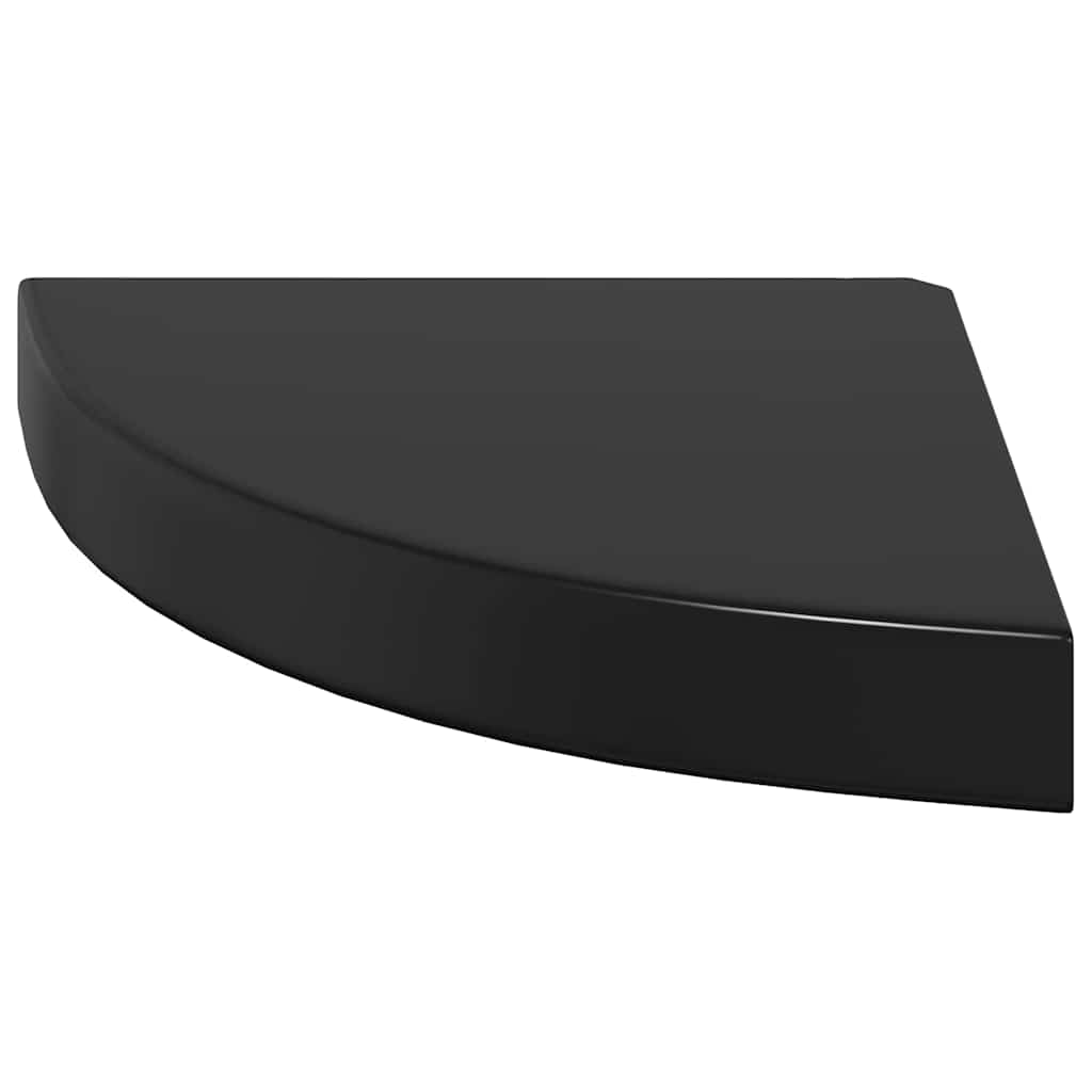 4 db magasfényű fekete MDF lebegő sarokpolc 25 x 25 x 3,8 cm