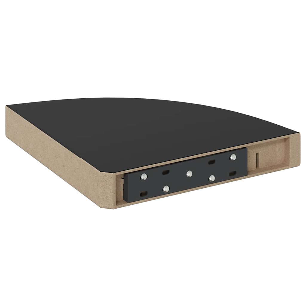 4 db magasfényű fekete MDF lebegő sarokpolc 25 x 25 x 3,8 cm