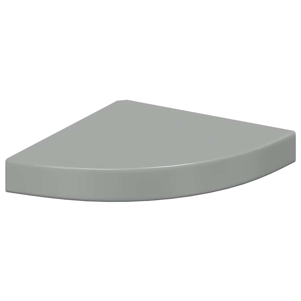 magasfényű szürke MDF lebegő sarokpolc 25 x 25 x 3,8 cm