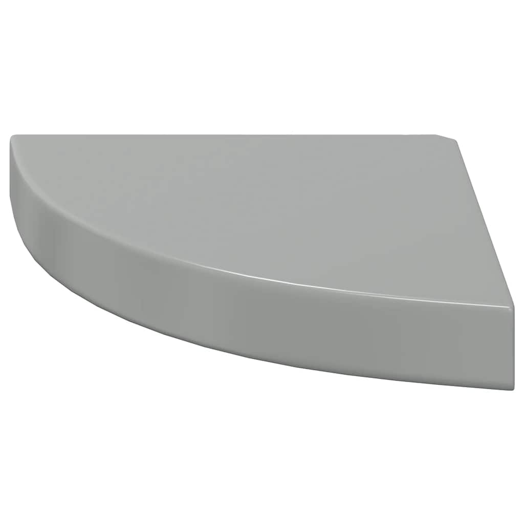 magasfényű szürke MDF lebegő sarokpolc 25 x 25 x 3,8 cm