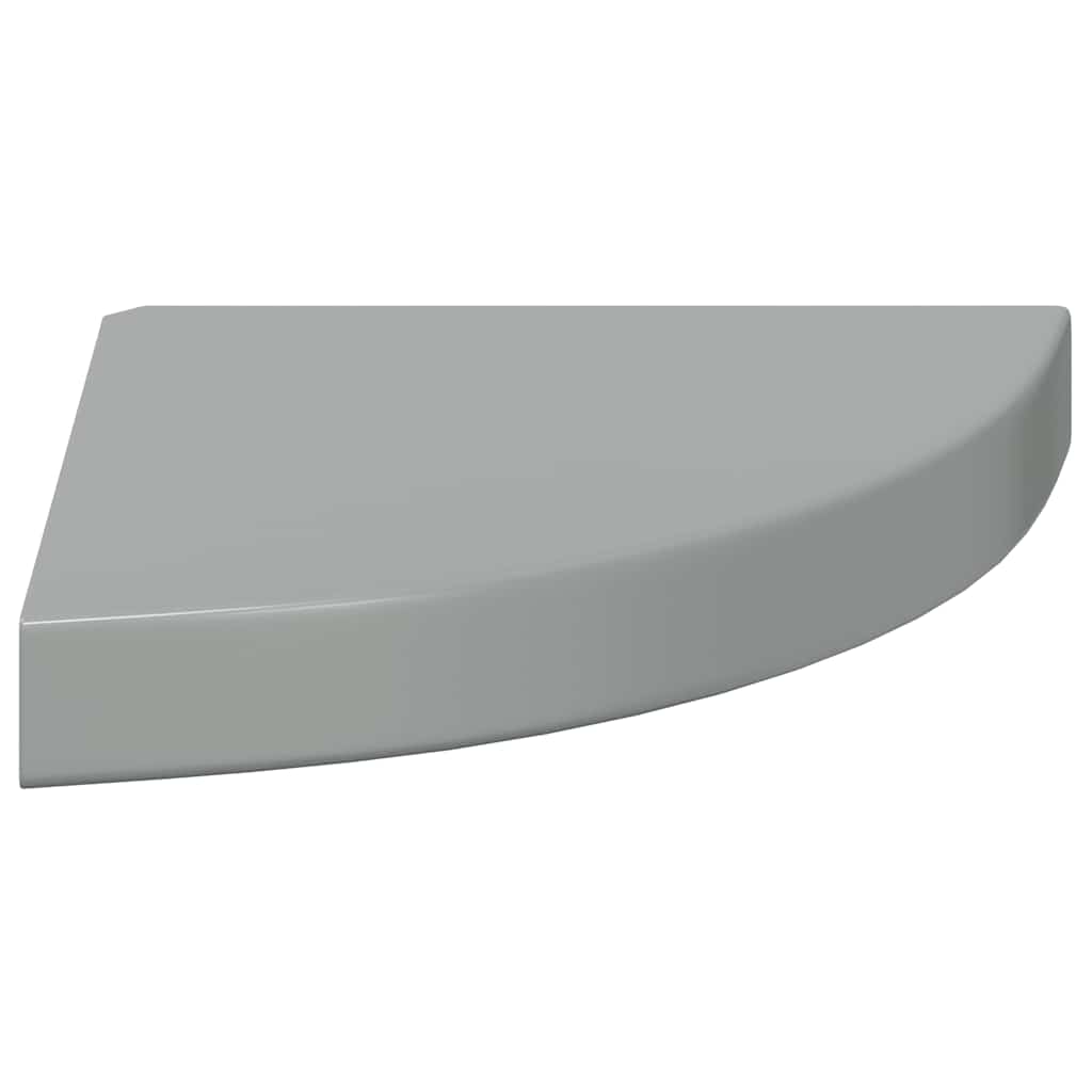 magasfényű szürke MDF lebegő sarokpolc 25 x 25 x 3,8 cm