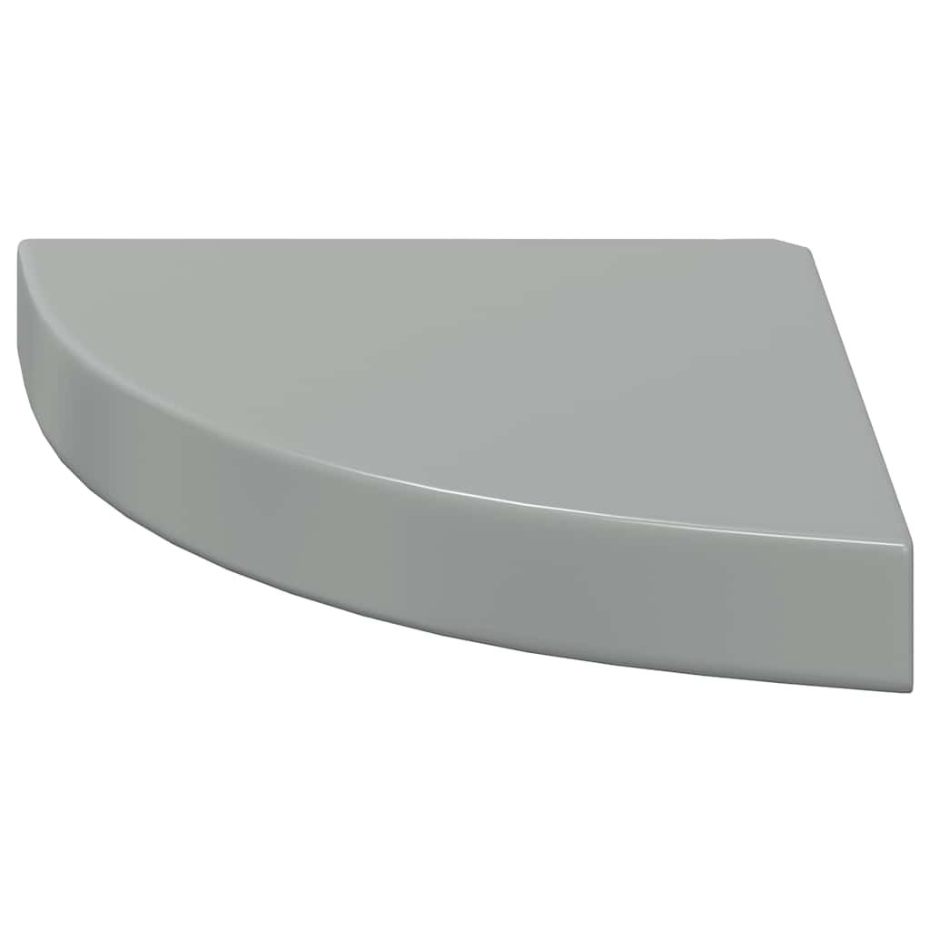4 db magasfényű szürke MDF lebegő sarokpolc 25 x 25 x 3,8 cm