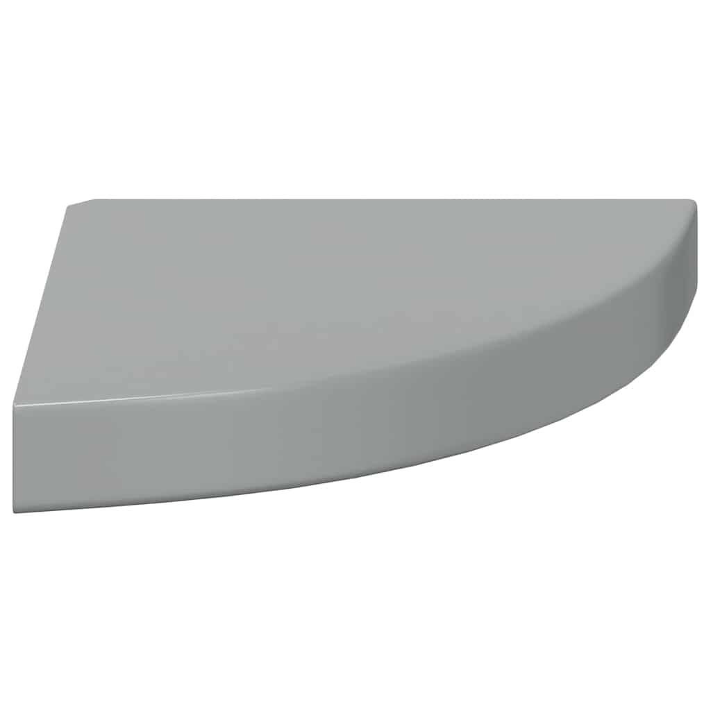 4 db magasfényű szürke MDF lebegő sarokpolc 25 x 25 x 3,8 cm