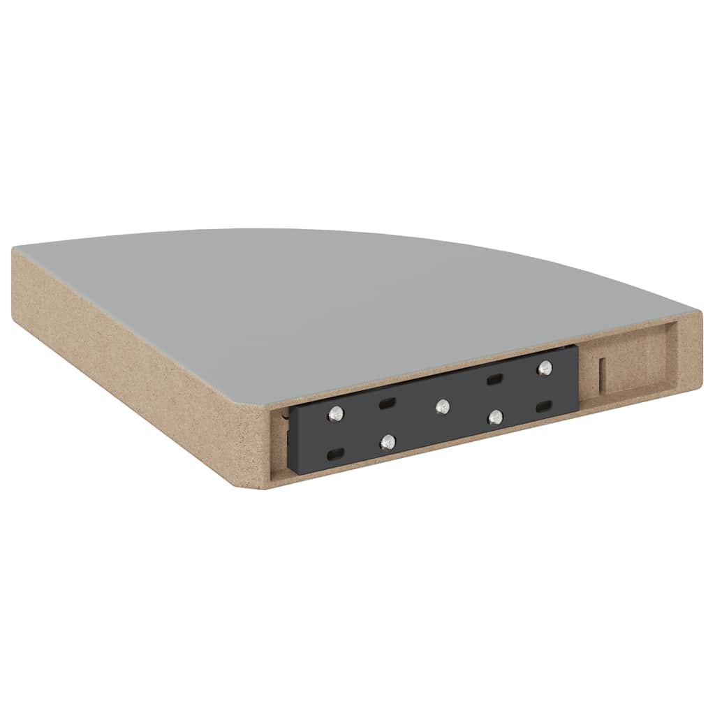 4 db magasfényű szürke MDF lebegő sarokpolc 25 x 25 x 3,8 cm