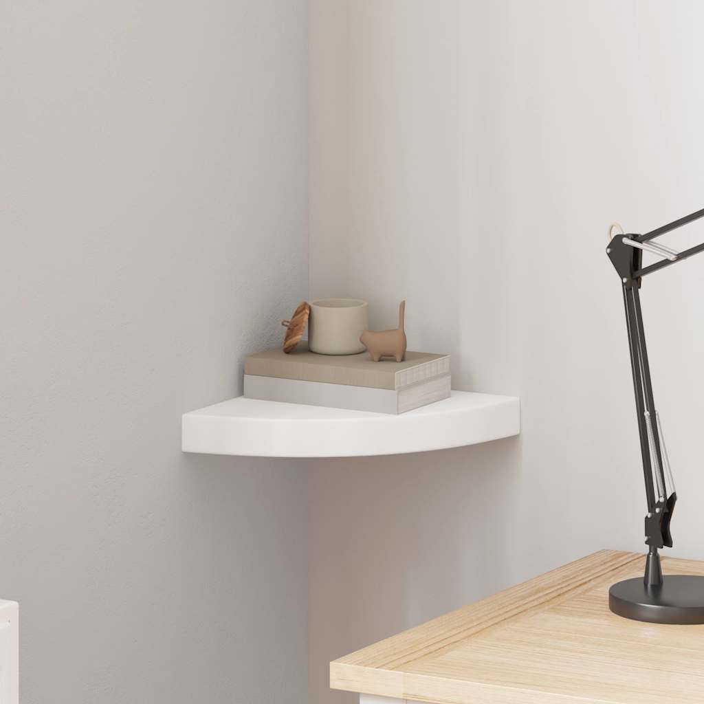 fehér MDF lebegő sarokpolc 25 x 25 x 3,8 cm