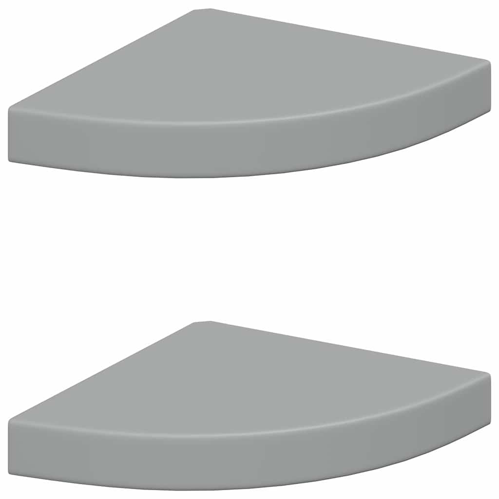 2 db szürke MDF lebegő sarokpolc 25 x 25 x 3,8 cm