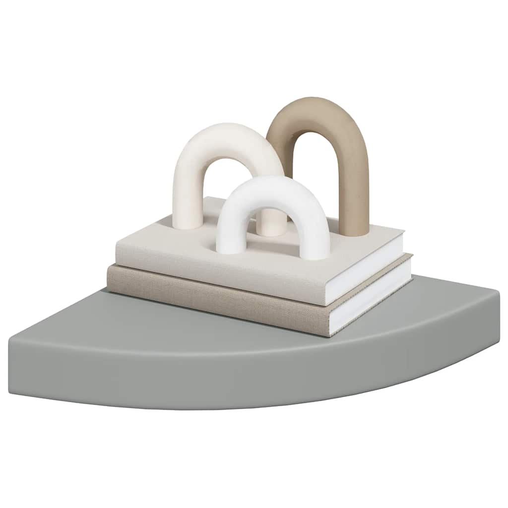2 db szürke MDF lebegő sarokpolc 25 x 25 x 3,8 cm