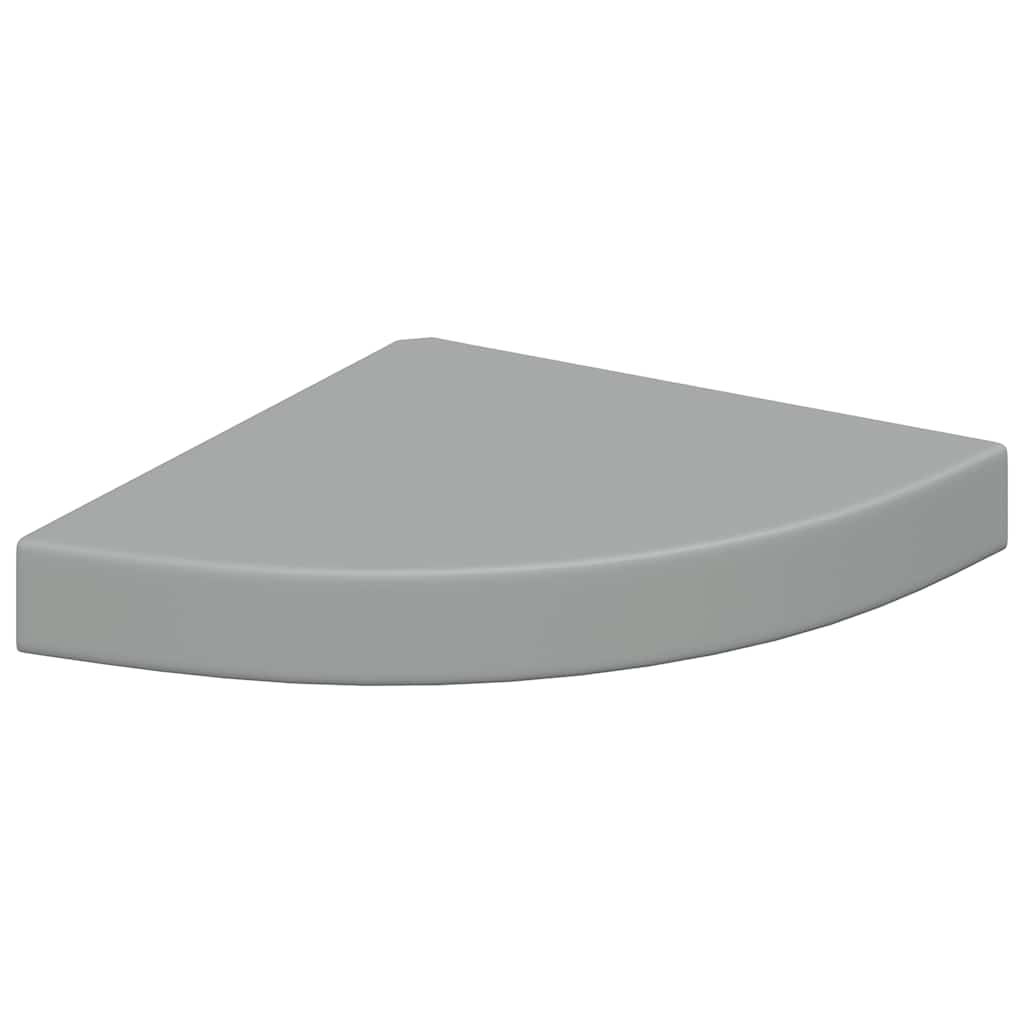 2 db szürke MDF lebegő sarokpolc 25 x 25 x 3,8 cm