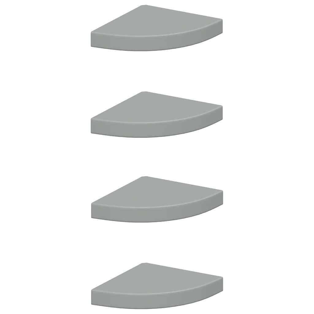 4 db szürke MDF lebegő sarokpolc 25 x 25 x 3,8 cm