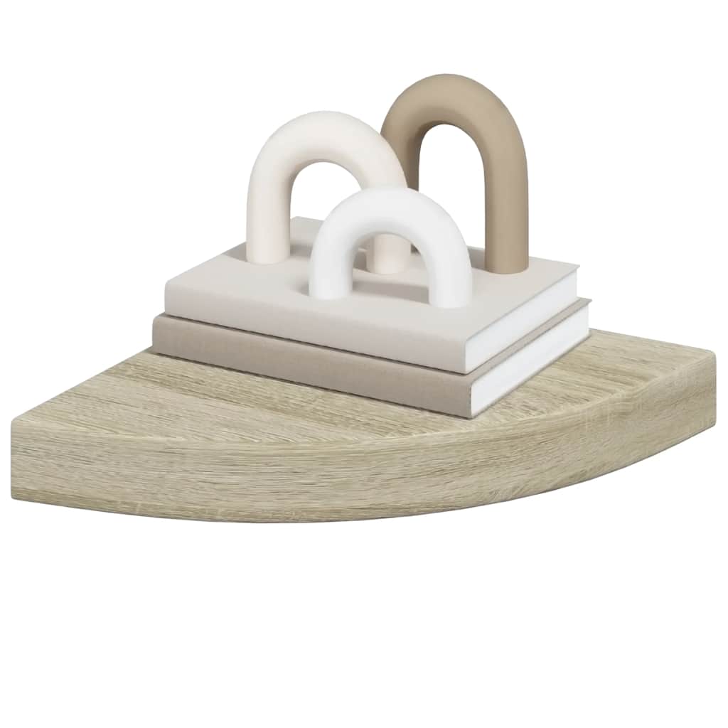 tölgyszínű MDF lebegő sarokpolc 25 x 25 x 3,8 cm