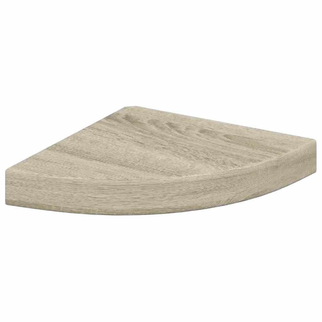 2 db tölgyszínű MDF lebegő sarokpolc 25 x 25 x 3,8 cm