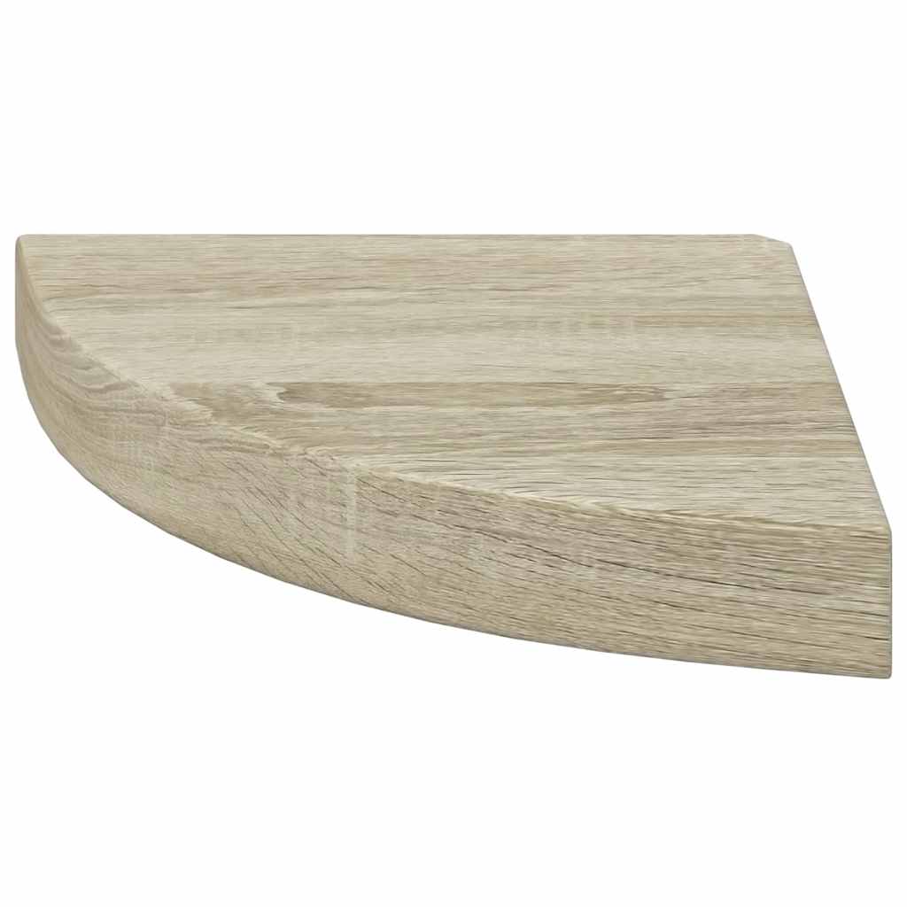 4 db tölgyszínű MDF lebegő sarokpolc 25x25x3,8 cm