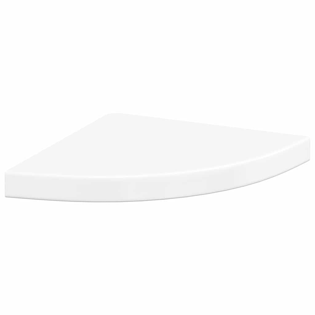 magasfényű fehér MDF lebegő sarokpolc 25 x 25 x 3,8 cm