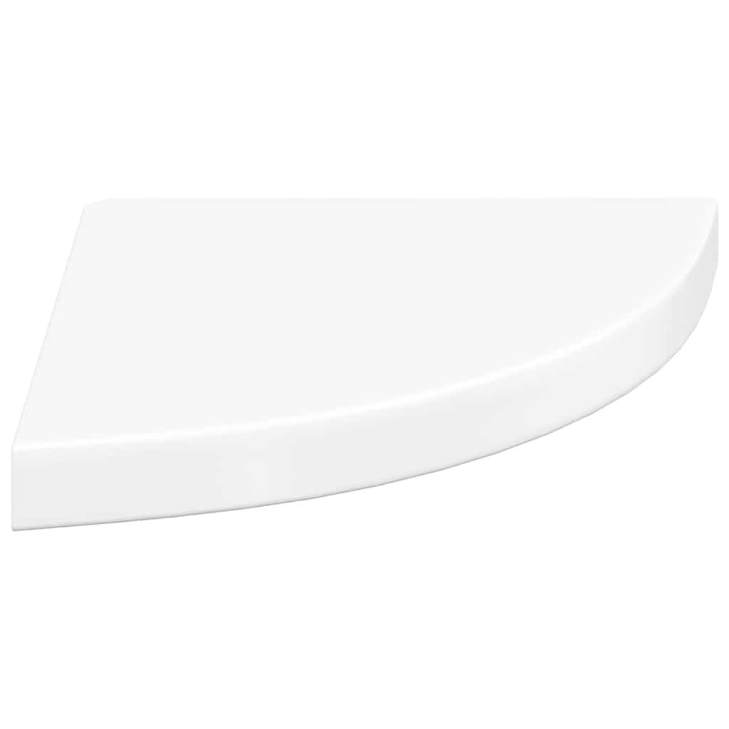 magasfényű fehér MDF lebegő sarokpolc 25 x 25 x 3,8 cm