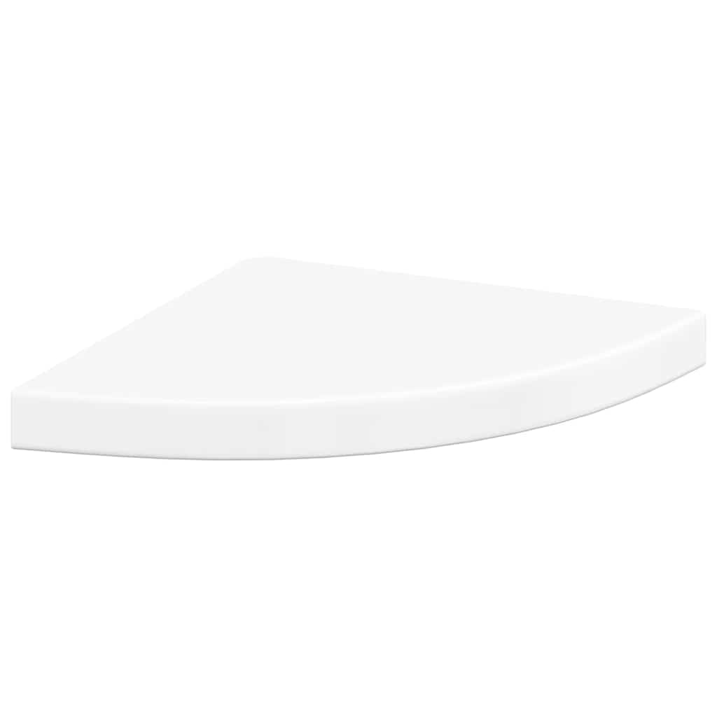 2 db magasfényű fehér MDF lebegő sarokpolc 35 x 35 x 3,8 cm