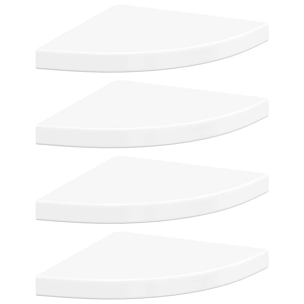 323909 vidaXL Floating Corner Shelves 4 pcs High Gloss White 35x35x3,8 cm MDF