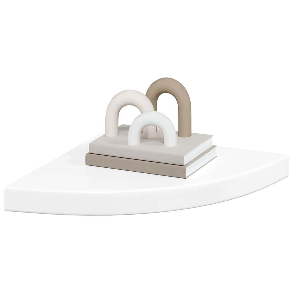 323909 vidaXL Floating Corner Shelves 4 pcs High Gloss White 35x35x3,8 cm MDF