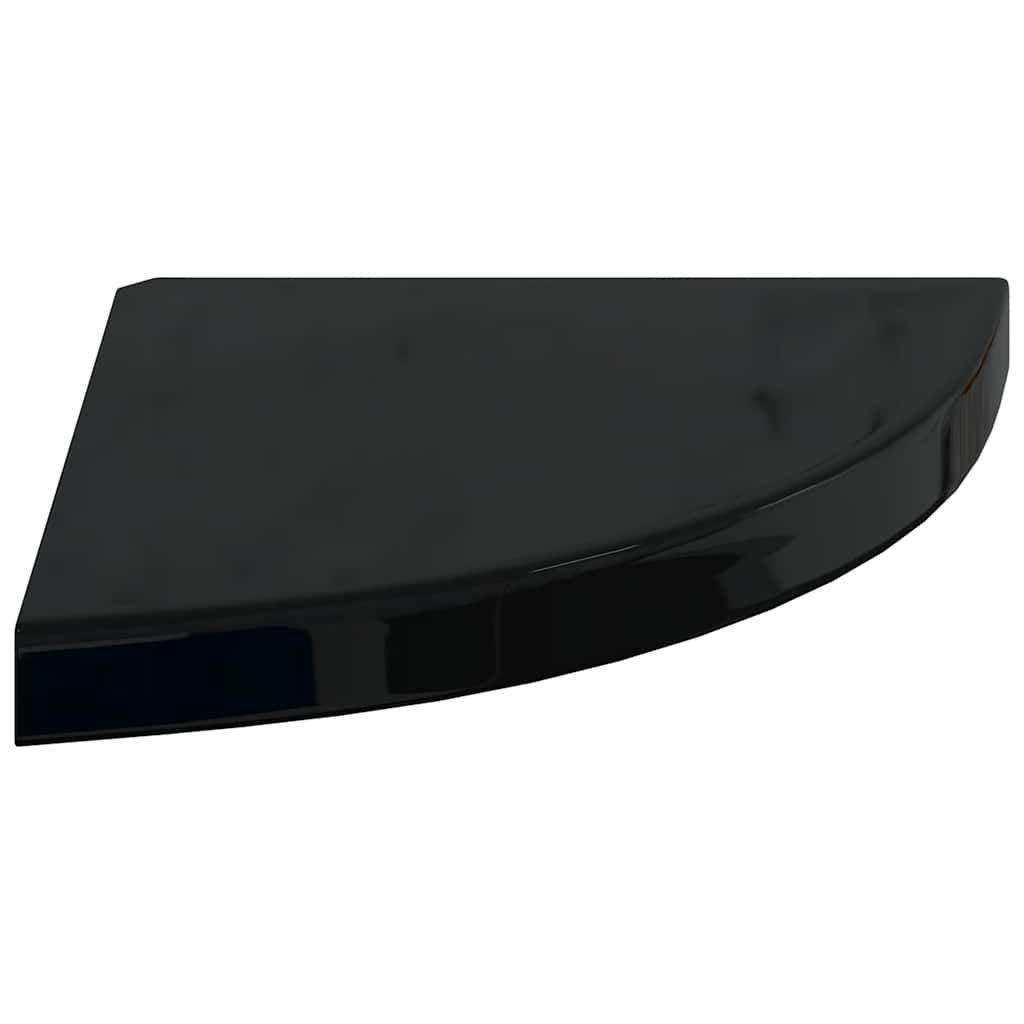 4 db magasfényű fekete MDF lebegő sarokpolc 35 x 35 x 3,8 cm